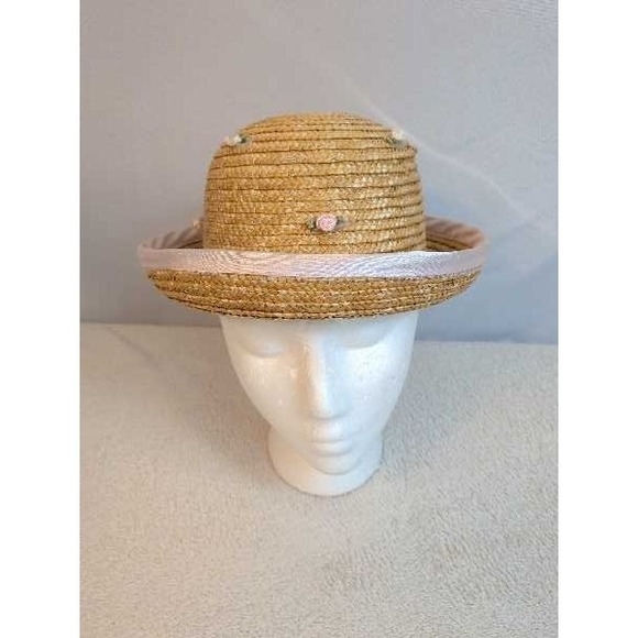 Straw Hat Womens Flower Ribbon Detail Summer Beach Boater Style main image 5